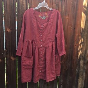 Gudrun Sjödén Rose Linen Artist Blouse Sz XL